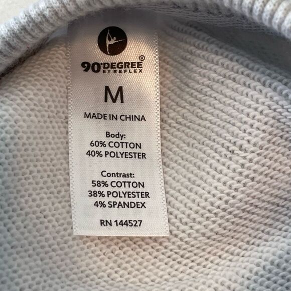 90 Degree By Reflex Cropped Sweatshirt Heather Gray Crewneck Long Sleeve M - Picture 7 of 7